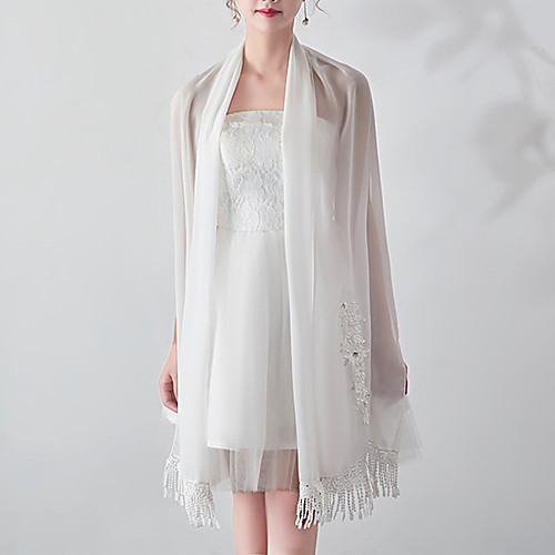 

Sleeveless Flower Style / Bridal Chiffon / Orlon Wedding / Party / Evening Shawl & Wrap / Women's Wrap With Tassel / Flower