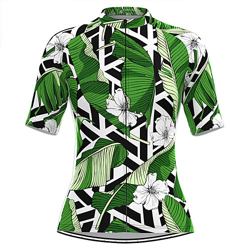 

Women's Short Sleeve Cycling Jersey Green Floral Botanical Bike Top Mountain Bike MTB Road Bike Cycling Breathable Quick Dry Sports Clothing Apparel / Stretchy / Athleisure