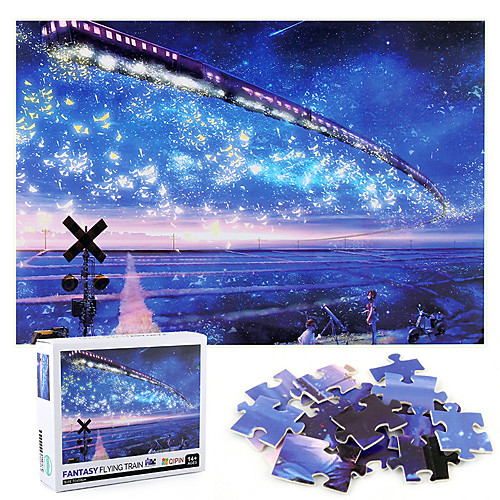 

1000 pieces of jigsaw puzzle thick paper starry sky train landscape adult children's educational puzzle toy