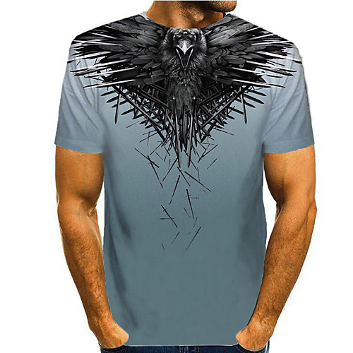 

Men's T shirt 3D Print Graphic 3D Animal Print Short Sleeve Casual Tops Simple Classic Blue