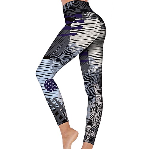 

21Grams Women's High Waist Yoga Pants Cropped Leggings Tummy Control Butt Lift Breathable Gray Fitness Gym Workout Running Winter Sports Activewear High Elasticity