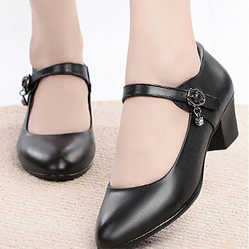 

Women's Modern Shoes Heel Thick Heel Black Brown Buckle Adults'