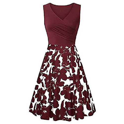 

ladies sleeveless a-line cocktail party strap dress elegant audrey midi dress burgundy w