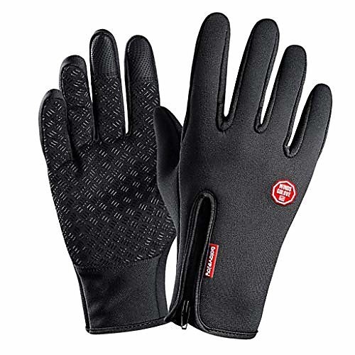 

1 pair of winter thermal gloves, motorcycle gloves, windproof ski gloves, anti-slip touchscreen gloves, black - p