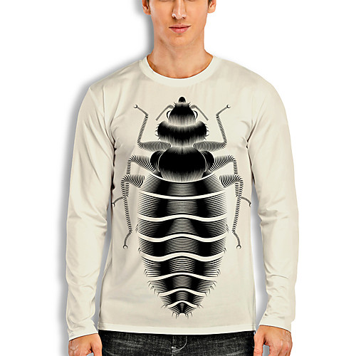 

Men's T shirt 3D Print Graphic 3D Animal Print Long Sleeve Casual Tops Cartoon Classic Black / White