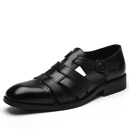 

Men's Sandals Vintage Beach Roman Shoes Daily Outdoor Walking Shoes Nappa Leather Breathable Non-slipping Wear Proof Black Brown Fall Spring