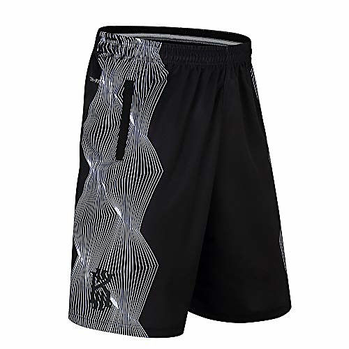 

Mens Basketball Outdoor Sports Quick-Drying Shorts with Zipper Pockets (Black1,Large)
