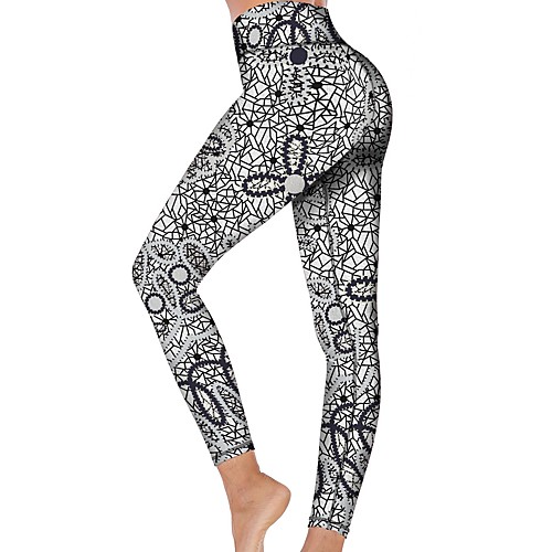

21Grams Women's High Waist Yoga Pants Cropped Leggings Tummy Control Butt Lift Breathable White Fitness Gym Workout Running Winter Sports Activewear High Elasticity