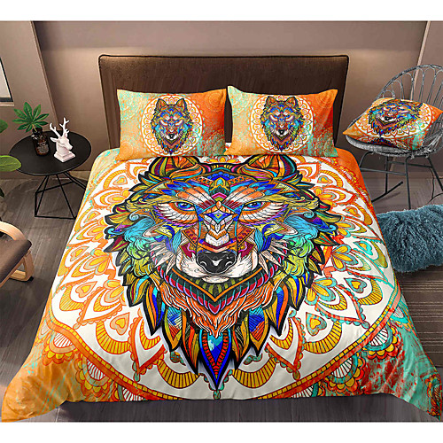 

Wolf Print 3-Piece Duvet Cover Set Hotel Bedding Sets Comforter Cover with Soft Lightweight Microfiber, Include 1 Duvet Cover, 2 Pillowcases for Double/Queen/King(1 Pillowcase for Twin/Single)