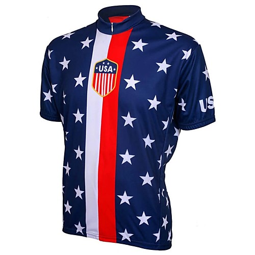 

Men's Short Sleeve Cycling Jersey Dark Blue Stars Bike Top Mountain Bike MTB Road Bike Cycling Breathable Sports Clothing Apparel / Stretchy / Athletic