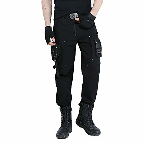 

Army Force Airborne Military Pants Men Police Combat Tactical Cargo Pants Airsoft Pockets Cotton Trousers Black 36