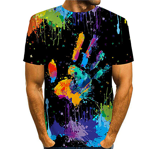 

Men's T shirt 3D Print Graphic Print Short Sleeve Daily Tops Basic Casual Black