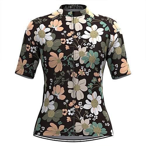 

Women's Short Sleeve Cycling Jersey Black Floral Botanical Bike Top Mountain Bike MTB Road Bike Cycling Breathable Quick Dry Sports Clothing Apparel / Stretchy / Athleisure