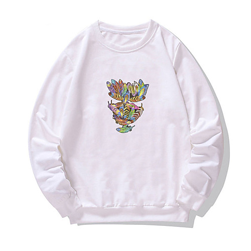 

Men's Pullover Sweatshirt Graphic Print Daily Weekend Other Prints Casual Hoodies Sweatshirts White Black Purple