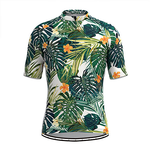 

Men's Short Sleeve Cycling Jersey Green Floral Botanical Bike Top Mountain Bike MTB Road Bike Cycling Breathable Sports Clothing Apparel / Stretchy / Athletic