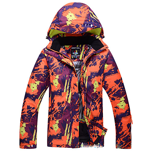 

men's skiing jacket waterproof windproof breathable snow coat orange l