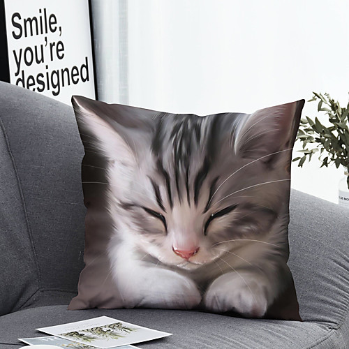 

1 pcs Polyester Pillow Cover & Insert, Animal Simple Classic Square Zipper Polyester Traditional Classic