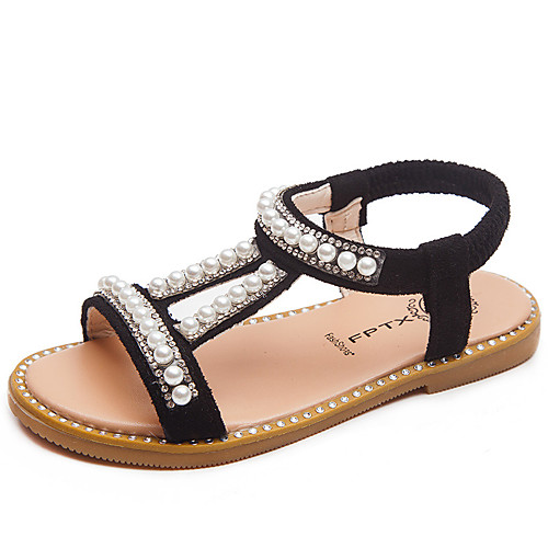 

Girls' Sandals Princess Shoes PU Little Kids(4-7ys) Daily Walking Shoes Rhinestone Pearl White Black Pink Spring Summer