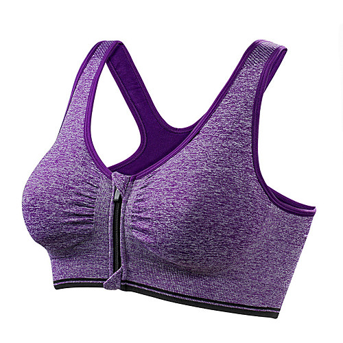 

Women's Sports Bra Sports Bra Top Bralette Yoga Running Breathable Anti-Shake / Damping Front Zipper No Padded Medium Support Front Zipper Purple Blue Pink Gray / High Elasticity