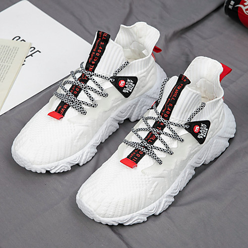 

Men's Trainers Athletic Shoes Sporty Casual Athletic Daily Running Shoes Walking Shoes Tissage Volant Breathable Non-slipping Shock Absorbing White Black Khaki Fall Spring / Wear Proof