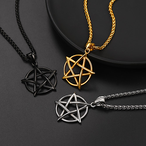 

Women's Men's Pendant Necklace Necklace Star Simple Fashion Trendy Stainless Steel Black Gold Silver 555 cm Necklace Jewelry For Street Gift Festival