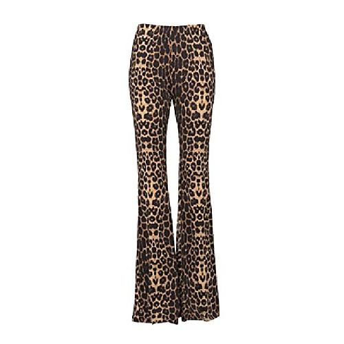 

Womens Leopard Cheetah Flared Bell Bottom Pants – Size Small Brown