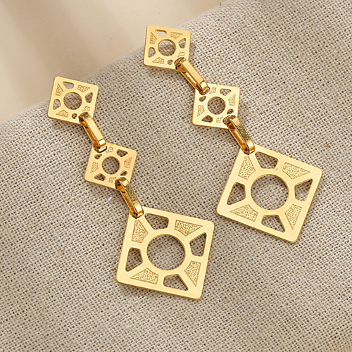 

Women's Hoop Earrings Geometrical Happy Stylish Simple Earrings Jewelry Gold For Daily Prom