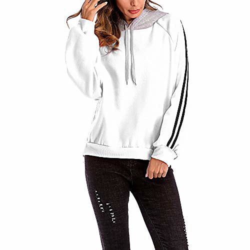 

Pullover Hoodie Girls Oversized,Women's Tops & T-Shirts,Women Plus Size Casual Color Block Hooded Blouse Loose Striped Sweatshirt,Black,XL