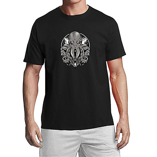 

Men's Unisex T shirt Other Prints Graphic Octopus Animal Plus Size Print Short Sleeve Daily Tops 100% Cotton Basic Casual White Black Blue