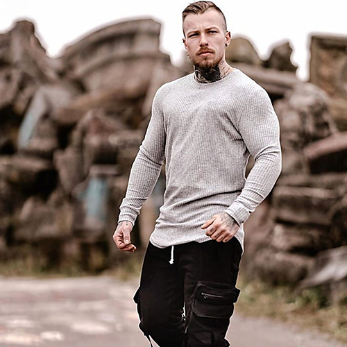 

Men's T shirt Hiking Tee shirt Long Sleeve Tee Tshirt Sweatshirt Top Outdoor Lightweight Breathable Quick Dry Sweat wicking Autumn / Fall Solid Color White Black Gray Hunting Fishing Climbing