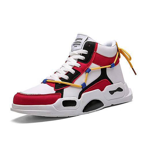 

Men's Dance Sneakers Sneaker Flat Heel Red / White Black Gray Lace-up Adults'