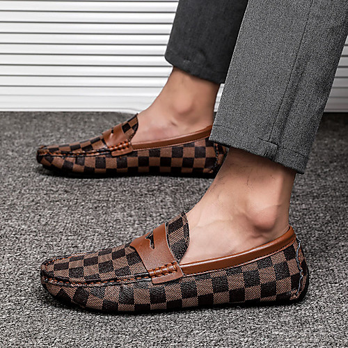 

Men's Loafers & Slip-Ons Business Daily Home Walking Shoes Nappa Leather Brown Gray Fall Spring