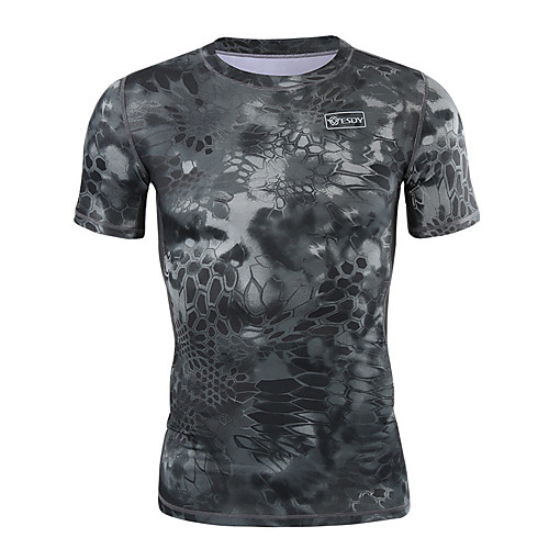 

Men's Hunting T-shirt Outdoor Breathable Ventilation Fast Dry Outdoor Summer Solid Colored Camo Elastane Polyester Black Yellow Army Green