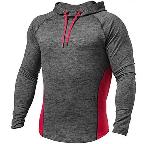 

Men's T shirt Hiking Tee shirt Pullover Hoodie Sweatshirt Long Sleeve Top Outdoor Lightweight Breathable Quick Dry Sweat wicking Autumn / Fall Spring Gray with blue Dark gray with black Gray with red
