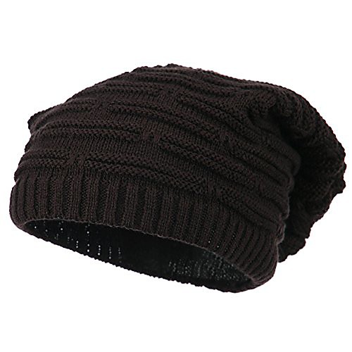 

Stripe Patterned Deep Vintage Beanie - Charcoal OSFM