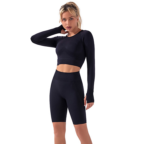 

Women's Detachable Hood 2 Piece Activewear Set Yoga Suit Compression Suit Athletic Athleisure Long Sleeve 2pcs High Waist Nylon Breathable Quick Dry Soft Fitness Gym Workout Running Training Exercise