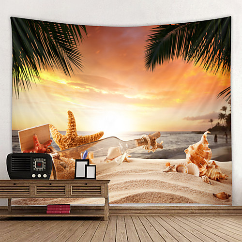 

Wall Tapestry Art Decor Blanket Curtain Hanging Home Bedroom Living Room Decoration Sun Beach Shell Starfish Drift Bottle