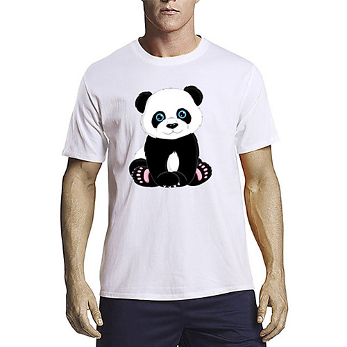 

Men's Unisex T shirt Other Prints Graphic Panda Animal Plus Size Print Short Sleeve Daily Tops 100% Cotton Casual Cute White Black Blue