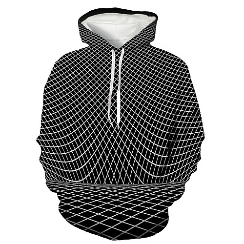 

Men's Pullover Hoodie Sweatshirt Check Geometric 3D Print Daily Holiday 3D Print 3D Print Hoodies Sweatshirts Black
