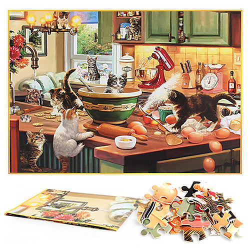 

1000 Pieces Of Paper Jigsaw Puzzles For Cats In The Kitchen