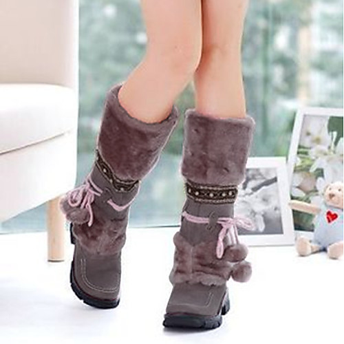 

Women's Boots Flat Heel Round Toe Mid Calf Boots Casual Daily Walking Shoes PU Tassel Black Purple Brown / Mid-Calf Boots