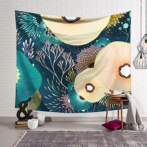 

Wall Tapestry Art Decor Blanket Curtain Hanging Home Bedroom Living Room Decoration Polyester Retro Tropical Leaves Colorful Lotus
