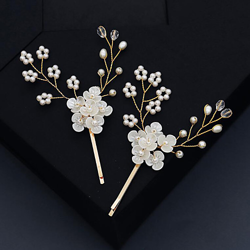 

Wedding Sweet Rhinestone / Alloy Hair Clip / Hair Accessory with Faux Pearl / Petal / Split Joint 2pcs Wedding / Party / Evening Headpiece
