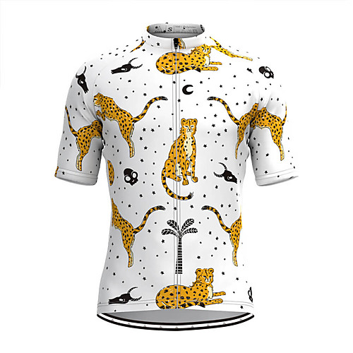 

Men's Short Sleeve Cycling Jersey White Leopard Bike Top Mountain Bike MTB Road Bike Cycling Breathable Sports Clothing Apparel / Stretchy / Athletic