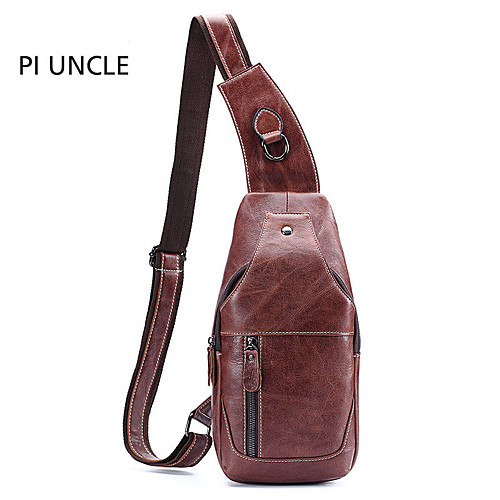 

men genuine leather anti-theft crossbody bag chest bag