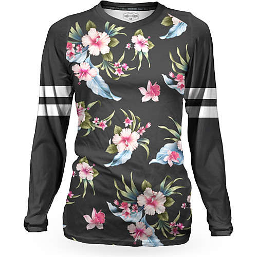 

Women's Long Sleeve Downhill Jersey Winter Black Stripes Floral Botanical Bike Top Mountain Bike MTB Road Bike Cycling Breathable Quick Dry Sports Clothing Apparel / Stretchy / Athleisure