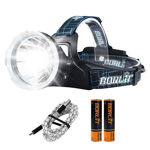 

Boruit B10 Headlamps 1200 lm LED 1 Emitters 4 Mode with Batteries and USB Cable Professional Adjustable Camping / Hiking / Caving Everyday Use Police / Military Black / Aluminum Alloy