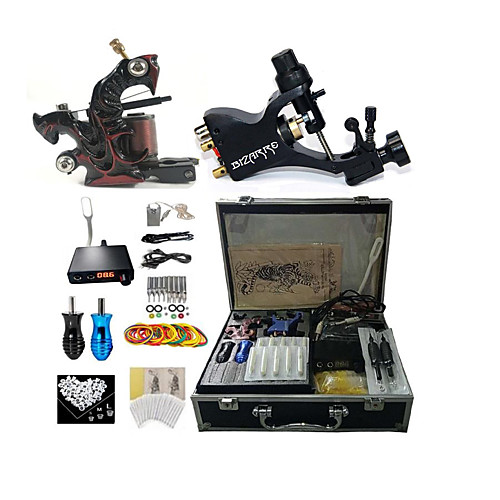 

BaseKey Professional Tattoo Kit Tattoo Machine - 2 pcs Tattoo Machines, Professional / New Aluminum Alloy 18 W 1 rotary machine liner & shader / 1 alloy machine liner & shader / Case Included