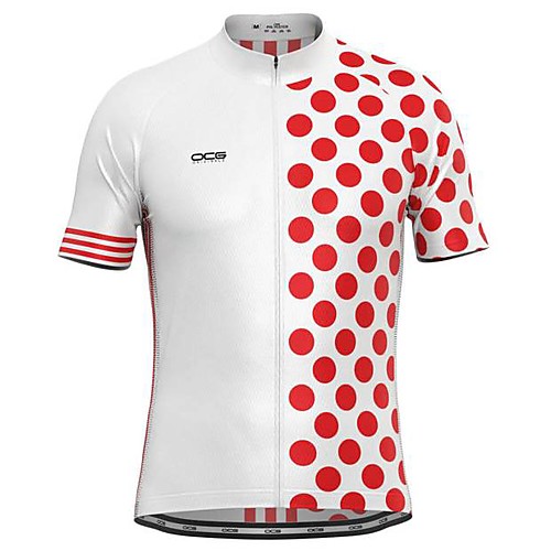 

21Grams Men's Short Sleeve Cycling Jersey White Black Polka Dot Bike Top Mountain Bike MTB Road Bike Cycling Breathable Sports Clothing Apparel / Stretchy / Athletic