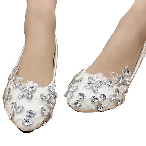 

Women's Wedding Shoes Flat Heel Round Toe Wedding Flats Wedding Walking Shoes PU Rhinestone Lace Floral 3 cm heel [standard size] 5 cm heel [standard size] 8 cm heel [standard size]